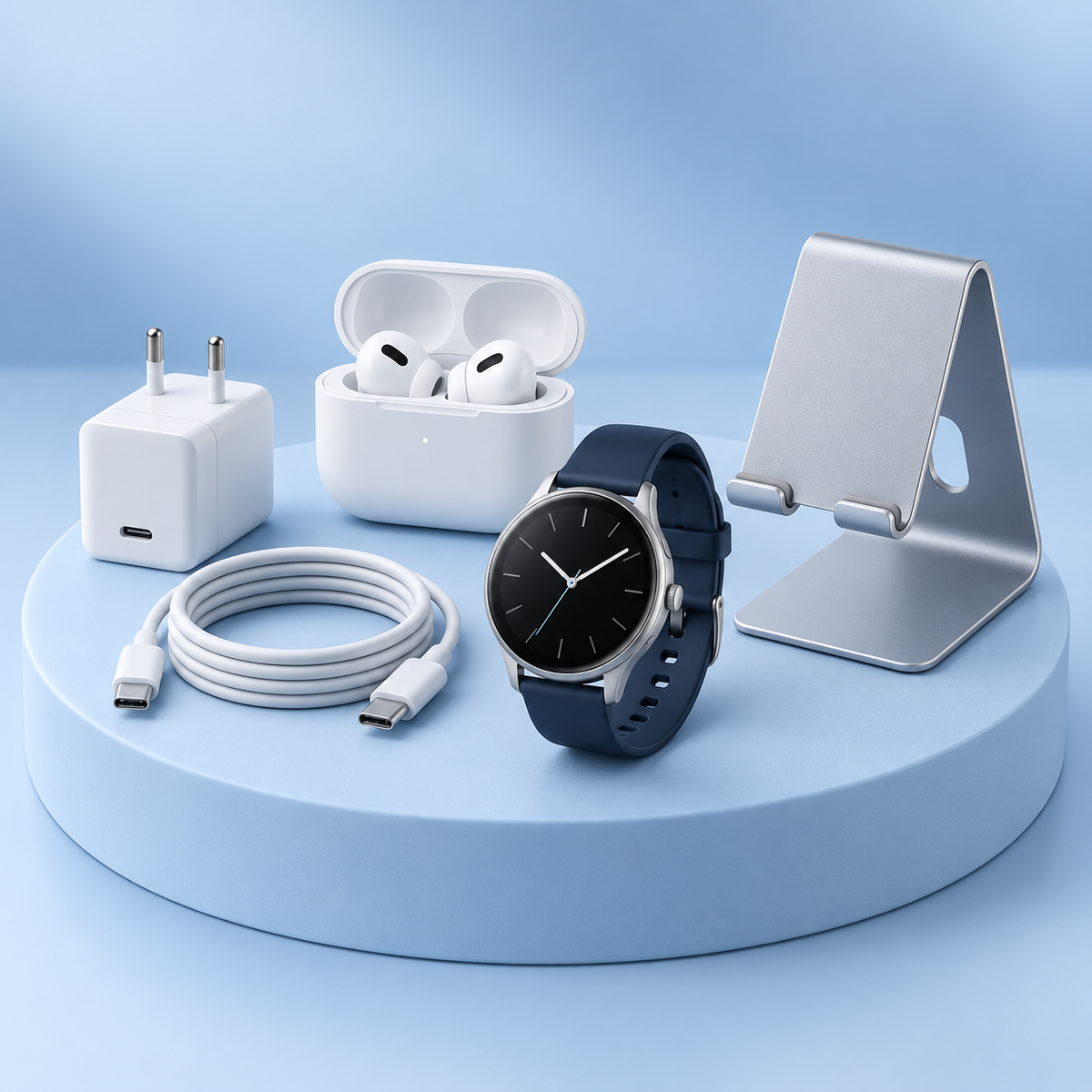 accessories overview accessories on a pale blue studio background